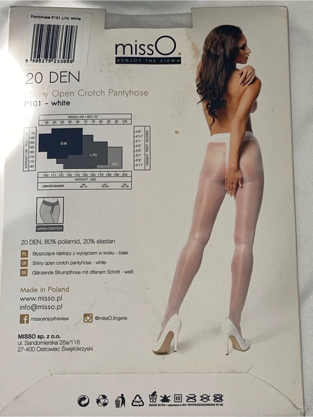 2pr MISS O P101 Shiny White & Light Violet Pantyhose Sz: L/XL SKU: 0914-13